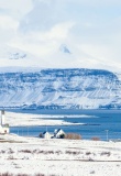 Beautiful fjord in Iceland during winter