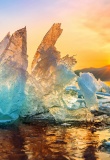 chunk of Ice at Sunrise in winter