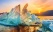 chunk of Ice at Sunrise in winter