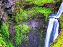 View of Gluggafoss or Merkjarfoss, a waterfall in southern Iceland