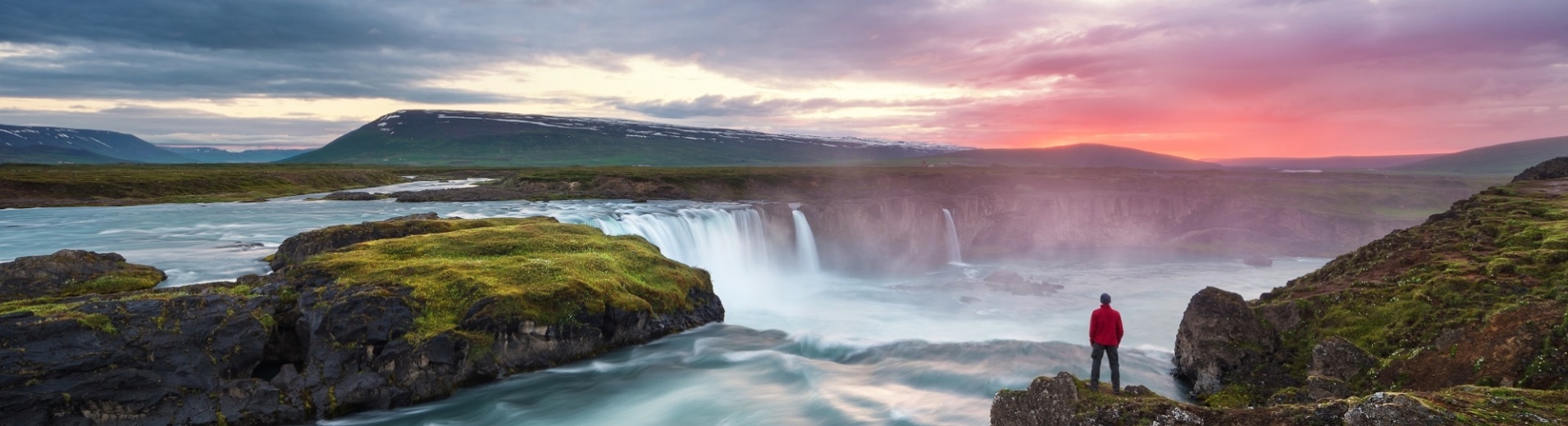 Landscape Godafoss waterfall