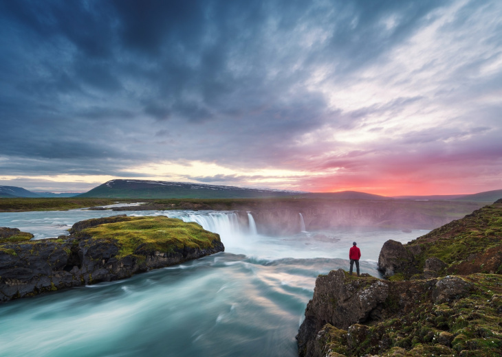 Landscape Godafoss waterfall